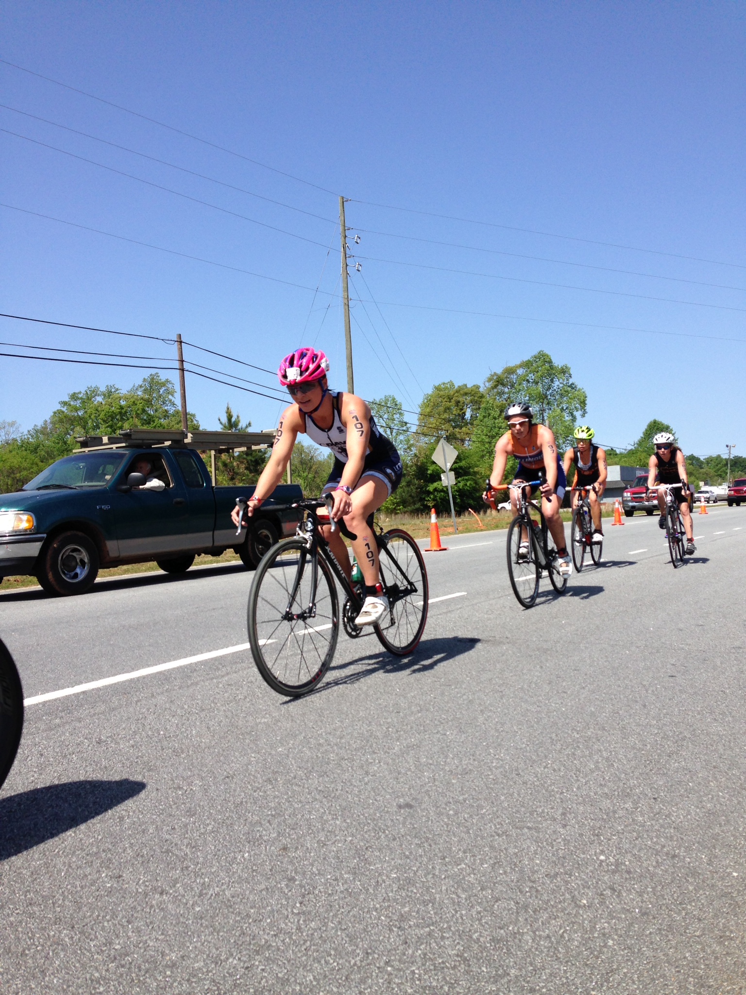 Nikki on bike course